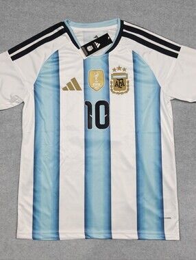 adidas Argentina Messi #10 Home Soccer Jersey - White & Sky Blue